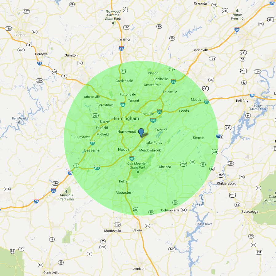 Diamond Glass Estimate Radius Map